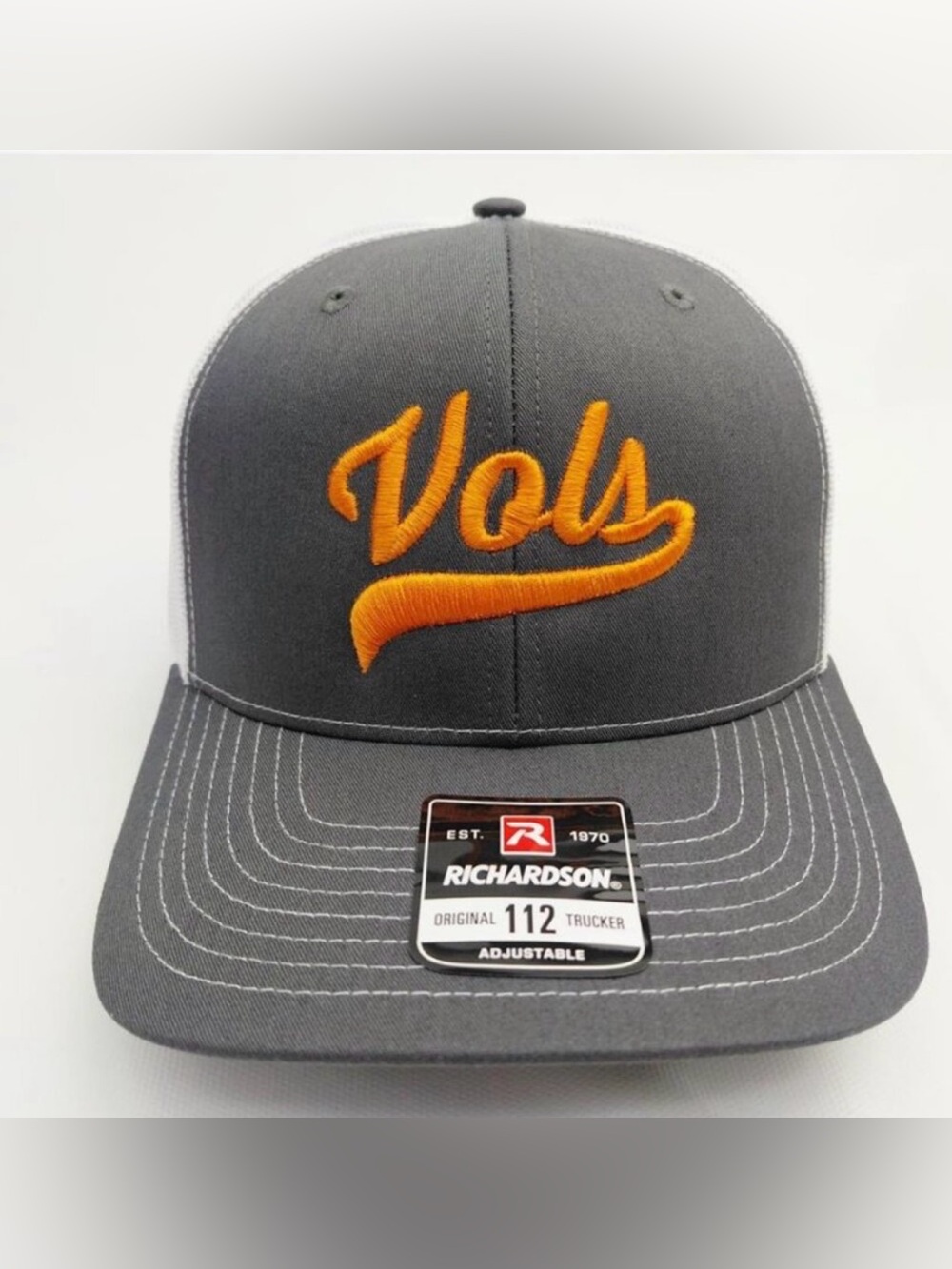 Tennessee Volunteers Football Gray 'Vols' Script Trucker Hat - Orange Logo